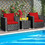 Costway 36207958 3 Pieces Patio Wicker Conversation Set with Cushion-Red