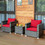 Costway 57826031 3 Pcs Patio Rattan Furniture Bistro Sofa Set with Cushioned-Red