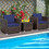 Costway 54239871 3 Pcs Patio Conversation Rattan Furniture Set with Cushion-Blue