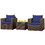 Costway 54239871 3 Pcs Patio Conversation Rattan Furniture Set with Cushion-Blue