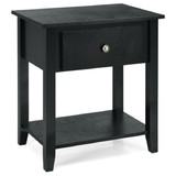 Costway 60478539 Nightstand with Drawer and Storage Shelf for Bedroom Living Room-Black