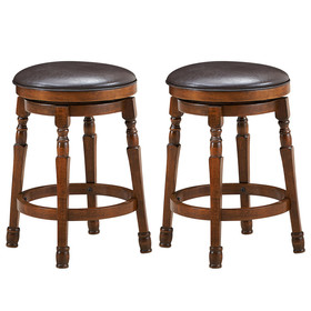 Costway 10652978 Set of 2 24-Inch Swivel Leather Padded Bar Dining Stools