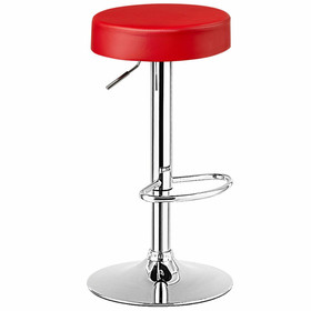 Costway 43805791 1 PC Round Bar Stool Adjustable Swivel Pub Chair-Red