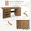 Costway 48163950 Folding Sewing Table Shelves Storage Cabinet Craft Cart with Wheels-Natural