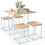 Costway 41605382 5 Pieces Metal Frame Dining Set with Compact Dining Table and 4 Stools -Natural