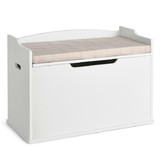 Costway 54317820 Kids Toy Wooden Flip-top Storage Box Chest Bench with Cushion Hinge-White