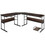 Costway 54826370 L-Shaped Computer Desk with Tiltable Tabletop-Brown