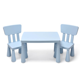 Costway 85423196 3 Pieces Toddler Multi Activity Play Dining Study Kids Table and Chair Set-Blue
