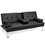 Costway 84013569 Convertible Folding Leather Futon Sofa with Cup Holders and Armrests-Black