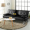 Costway 84013569 Convertible Folding Leather Futon Sofa with Cup Holders and Armrests-Black