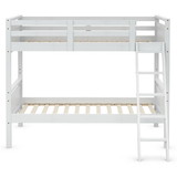 Costway 62875149 Twin Over Twin Bunk Bed Convertible 2 Individual Beds Wooden -White