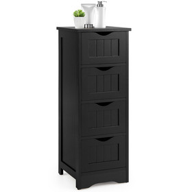 Costway 53061729 4-Drawer Freestanding Floor Cabinet with Anti-Toppling Device-Black