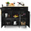 Costway 08417526 Kitchen Island Trolley Wood Top Rolling Storage Cabinet Cart with Knife Block-Black