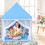 Costway 17803924 Kids Play Tent Large Playhouse Children Play Castle Fairy Tent Gift with Mat-Blue