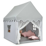 Costway 13785249 Kids Large Play Castle Fairy Tent with Mat-Gray