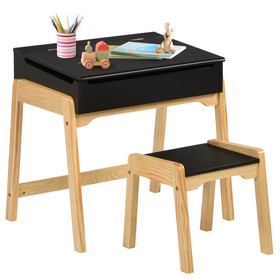 Costway 62743510 Kids Activity Table and Chair Set with Storage Space for Homeschooling-Black