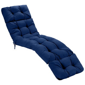 Costway 04592183 Outdoor Lounge Chaise Cushion with String Ties for Garden Poolside-Navy