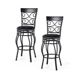 Costway 32785469 Set of 2 30 Inch Bar Stool with Backrest and Footrest-Black