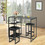 Costway 05987123 3 pcs Dining Set with Faux Marble Top Table and 2 Stools-Black