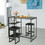 Costway 05987123 3 pcs Dining Set with Faux Marble Top Table and 2 Stools-Black