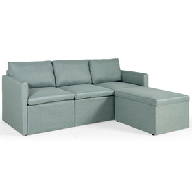 Costway 07359281 Convertible L-Shaped Sectional Sofa Couch with Reversible Chaise-Green