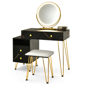 Costway 04316958 Modern Dressing Table with Storage Cabinet-Black