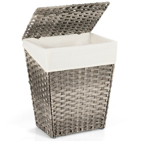 Costway 35819647 Foldable Handwoven Laundry Hamper with Removable Liner-Gray