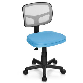 Costway 21079465 Armless Computer Chair with Height Adjustment and Breathable Mesh for Home Office-Blue
