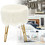 Costway 94058326 Faux Fur Vanity Stool Chair with Metal Legs for Bedroom and Living Room-White