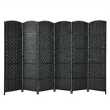 Costway 62054178 6.5Ft 6-Panel Weave Folding Fiber Room Divider Screen-Black