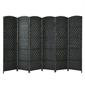 Costway 62054178 6.5Ft 6-Panel Weave Folding Fiber Room Divider Screen-Black