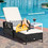 Costway 12567893 PE Rattan Armrest Chaise Lounge Chair with Adjustable Pillow