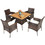 Costway 75483129 5 Pieces Patio Rattan Dining Furniture Set with Arm Chair and Wooden Table Top