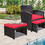 Costway 46187029 2 Pieces Patio Rattan Ottomans with Soft Cushion for Patio and Garden-Red