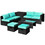 Costway 60532897 8 Pieces Patio Rattan Storage Table Furniture Set-Turquoise