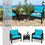 Costway 71840263 3 Pcs Outdoor Patio Rattan Conversation Set with Seat Cushions-Turquoise