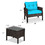 Costway 71840263 3 Pcs Outdoor Patio Rattan Conversation Set with Seat Cushions-Turquoise