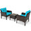 Costway 71840263 3 Pcs Outdoor Patio Rattan Conversation Set with Seat Cushions-Turquoise