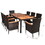 Costway 57826194 9 Pieces Patio Rattan Dining Set with Stackable Chairs Cushioned and Acacia Wood Table Top