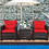 Costway 24607893 3 Pcs Patio Rattan Furniture Set Cushioned Conversation Set Coffee Table-Red
