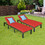 Costway 40627139 Outdoor Rattan Adjustable Cushioned Chaise-Red