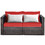 Costway 86547092 2PCS Patio Rattan Sectional Conversation Sofa Set-Red