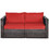 Costway 86547092 2PCS Patio Rattan Sectional Conversation Sofa Set-Red