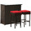 Costway 21389405 3PCS Patio Rattan Wicker Bar Table Stools Dining Set-Red
