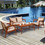 Costway 67983250 4 Piece Acacia Wood Patio Rattan Furniture Set