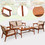 Costway 67983250 4 Piece Acacia Wood Patio Rattan Furniture Set