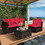 Costway 60283571 4 Pcs Ottoman Garden Deck Patio Rattan Wicker Furniture Set Cushioned Sofa-Red