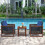 Costway 47029356 3 Pieces Patio Wicker Furniture Set with Washable Cushion and Acacia Wood Coffee Table-Navy