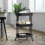 Costway 40823165 3-Tier Utility Cart Storage Rolling Cart with Casters-Black