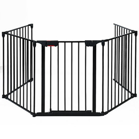 Costway 61402738 115 Inch Length 5 Panel Adjustable Wide Fireplace Fence-Black